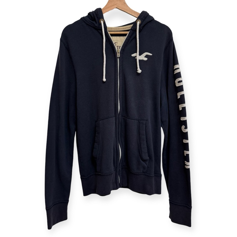 Hollister Y2K Spell Out Logo Zip Up Hoodie Vintage